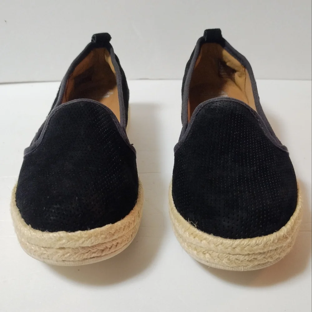 Clarks Azella Major Women’s 8.5 Black Suede Comfort Espadrille Flat Loafer NWT